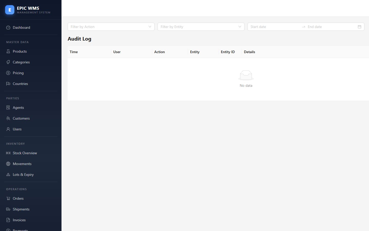 Audit Log — ทุก action มี user + timestamp