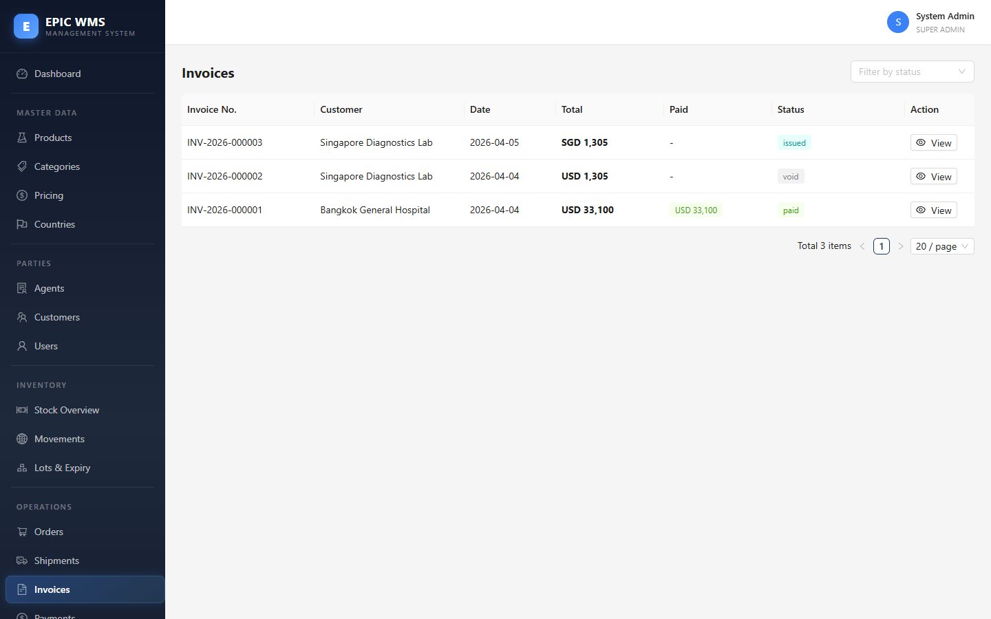 Invoices — เชื่อม payments + commissions อัตโนมัติ