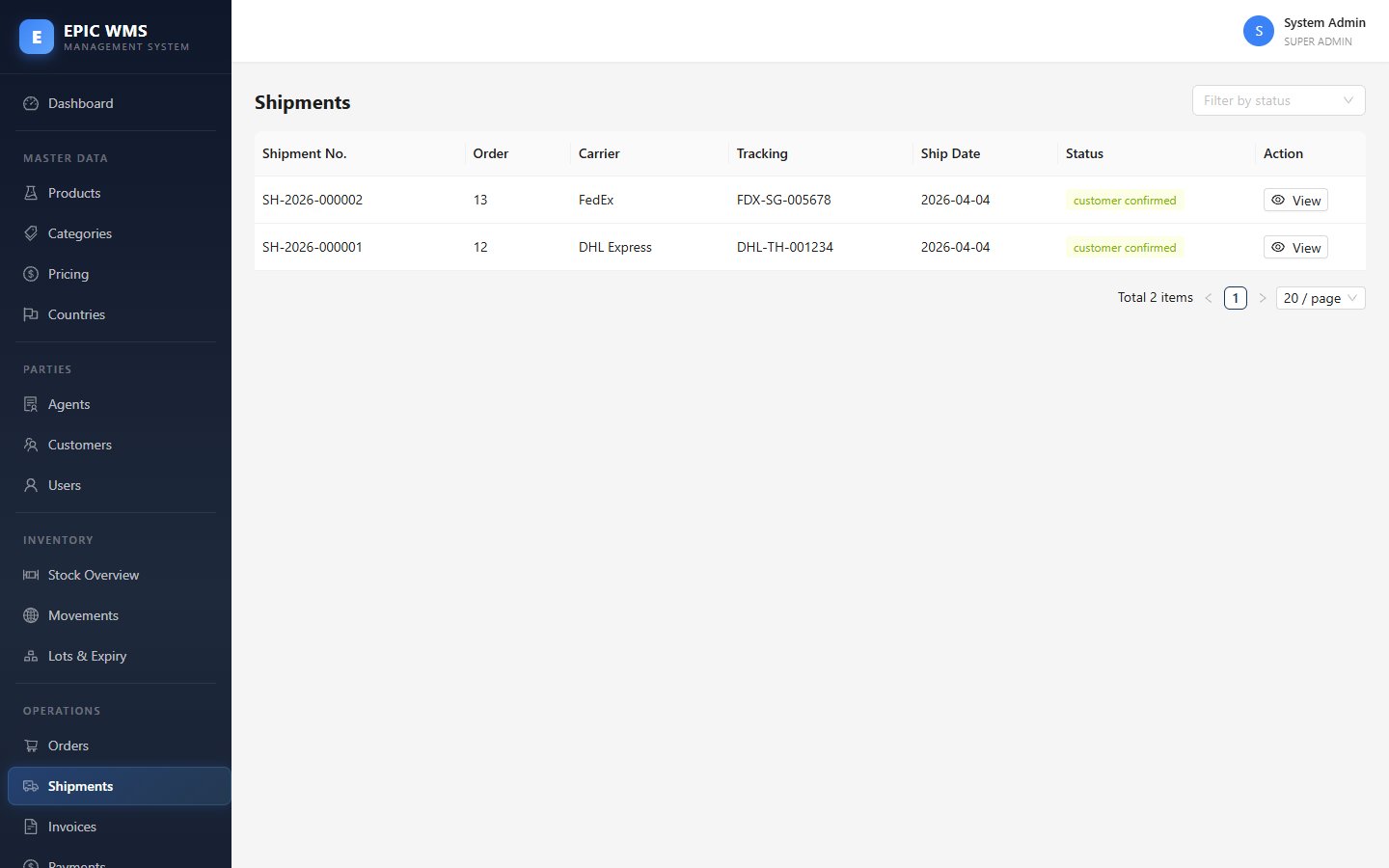 Shipments — Multi-shipment per order